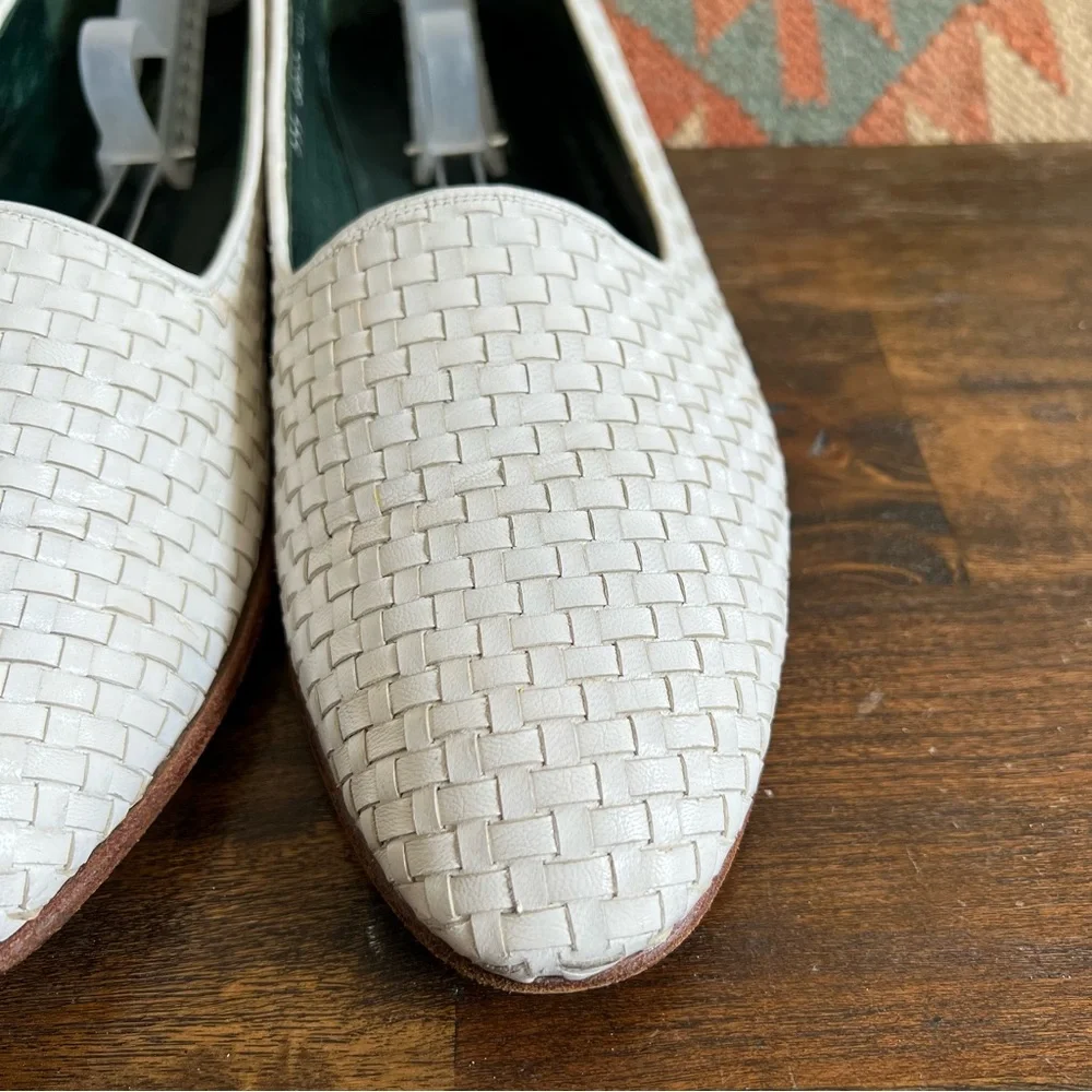 GUCCI Rare Vintage White Woven Leather Loafers IT/EU46.5 US13